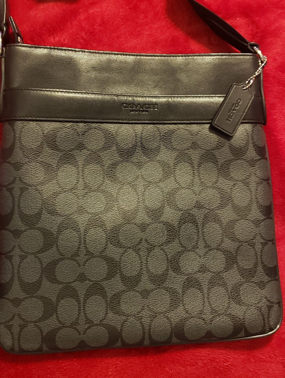 COACH Black Signature Jacquard Messenger Bag F71877